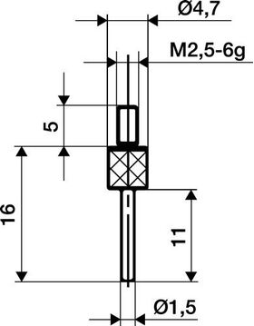 Messeins.D.1,5mm L.30mm Stift M2,5 STA z.Messuhren KÄFER