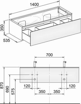 Keuco WTU EDITION 11 PLANNING 1400x350x535mm m LED-I-Bel we