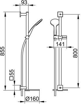 Keuco Brause-Set IXMO mit Ablage vc we