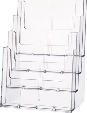 Tischprospekthalter 4 x DIN A4 hoch Ku.transp.freistehend HELIT