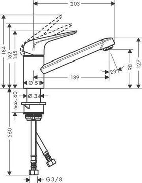 HG Einhebel-Spültischmischer 100 M42 DN 15 CoolStart Eco m Schw-ausl chrom