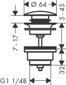 Ablaufgarnitur PUSH-OPEN AXOR f WT- u Bidetmischer Stain steel optic