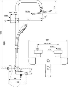 IDS Duschsystem IDEALRAIN mit Badethermostat CeraTherm 100 chrom