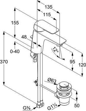 Kludi Waschtisch-Einhandmischer XL AMEO 3,8 l/min, mit Ablaufgarnitur chrom