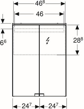 Geberit Spiegelschrank OPTION BASIC mit Beleuchtung, 2 Türen 500x675x140mm