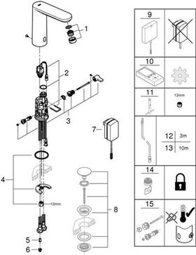 Grohe Infrarot-Elektronik EUROSMART CE L-Size, mit Mischung 230 V chrom