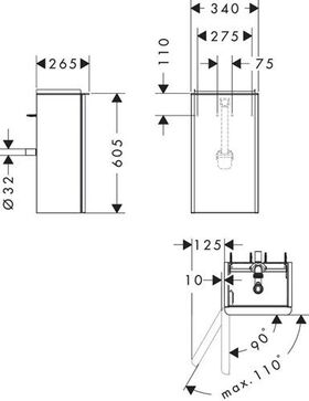 HG Waschtischunterschrank Xelu Q 340x605x245mm TA li we hgl Gri mweiß