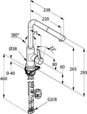 Kludi Spültisch-Einhandmischer L-INE S DN 15 chr/ma-we