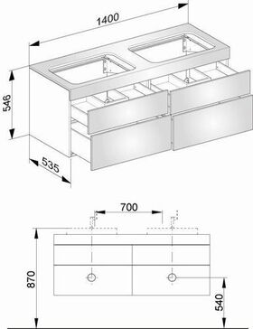 Keuco Waschtischunterbau EDITION 400 1400x546x535mm o HL-Boh Ei cash