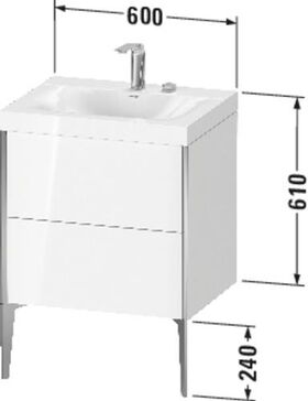 Duravit Waschtischunterbauset XVIU 600x480mm e HL sw ma / ta s-matt Ra 83