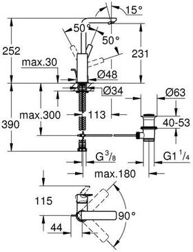 GROHE Einhand-Waschtischbatterie Lineare 1/2Zoll L-Size ha graph gebü