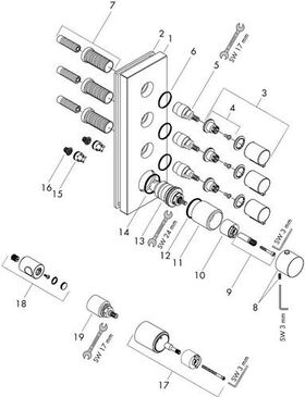 Therm.modul AXOR STARCK SHOWERCOLLECTION DN 20, Unterputz 36x12 chrom