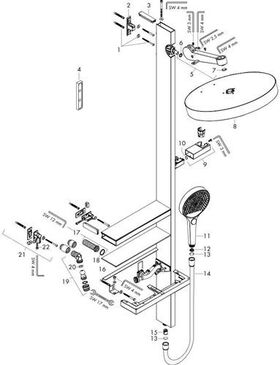 Showerpipe RAINFINITY 360 1jet f Thermostat mit 2 Verbraucher mattweiß