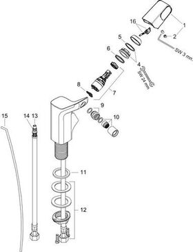 Einhebel-Bidetmischer AXOR URQUIOLA DN 15 m ZAG 1 1/4Zoll chrom