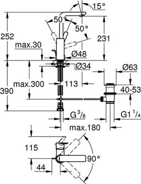 GROHE Einhand-Waschtischbatterie Lineare 1/2Zoll L-Size su-st