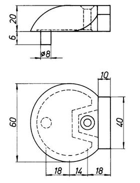 Türpuffer 3846 D.60mm H.20mm Alu.naturf./F1 Dübelmontage DENI