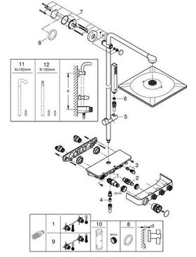 Grohe Duschsystem EUPHORIA SC SYSTEM 310 Cube D m Thermostat-Batt chr