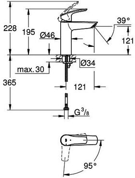 Grohe EH-WTbatt EUROSMART 1/2Zoll M-Size glatter Körper chr