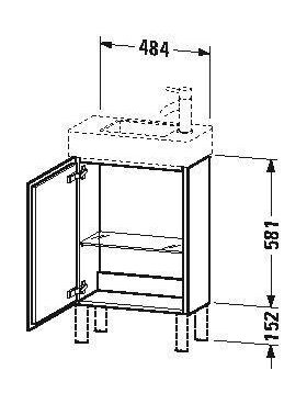 Duravit Waschtischunterbau L-CUBE 582x480x240mm Ans links betongrau matt