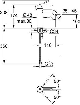 GROHE Einhand-Waschtischbatterie Essence DN 15 S-Size glatter Körper chr