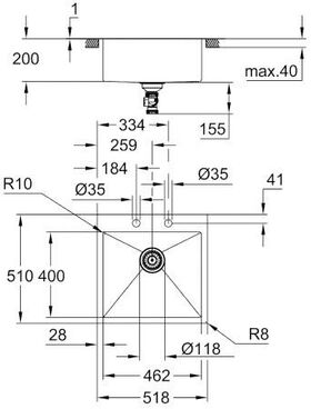 Grohe Edelstahlspüle K800 518x510mm edelstahl