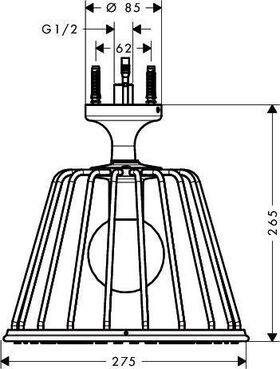 LampShower 1jet AXOR DN 15 m Deckenans. desig by Nendo chrom