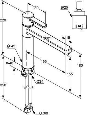 Kludi Spültisch-Einhandmischer ZENTA DN 10, 3,79 l/min chrom