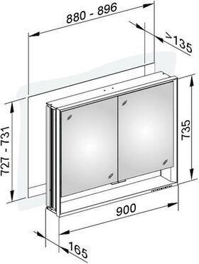 Keuco Spiegelschrank ROYAL LUMOS 900x735x165mm sil-gebz-elo A++