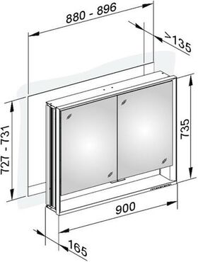 Keuco Spiegelschrank ROYAL LUMOS DALI 900x735x165mm