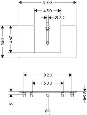 HG Konsole Xelu Q 980x550mm m Auschnitt mittig eiche natur