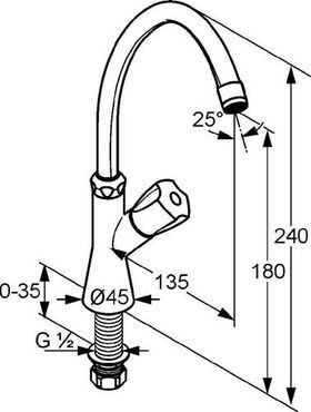 Kludi Standventil STANDARD DN 15 Terralux Griff KS chr