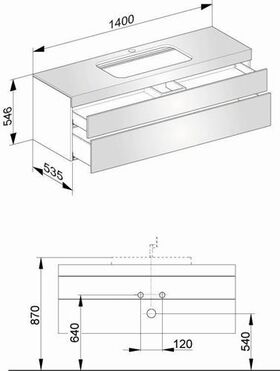 Keuco Waschtischunterbau EDITION 400 1400x546x535mm m HL-Boh ant