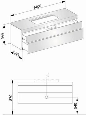 Keuco Waschtischunterbau EDITION 400 1400x546x535mm o HL-Boh we