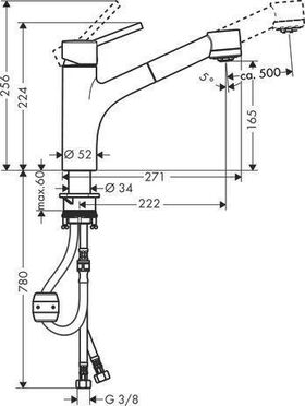 HG Einhebel-Spültischmischer TALIS S DN 15, mit Ausziehbrause chrom