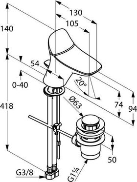 Kludi Waschtisch-Einhandmischer AMBA DN 15 Ablaufgarnitur G 1 1/4 chr