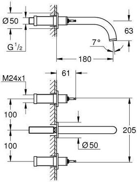 GROHE 3-L-WT-Wandbatt. Atrio Private C. 20587 FMS für Hebelgriffe warm sunset