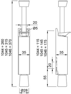 Türfeststeller 1045.02 Alu.silberf.lack.Hubh.90mm Türmontage KWS