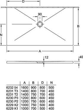 V&B Duschwanne SUBWAY INFINITY R-eck mit Antirutsch 1400x800x40mm we