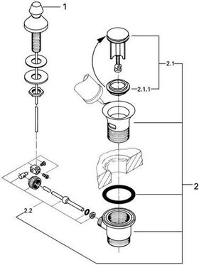 Grohe Zugstangen-Ablaufgarnitur 1 1/4Zoll f WT chr