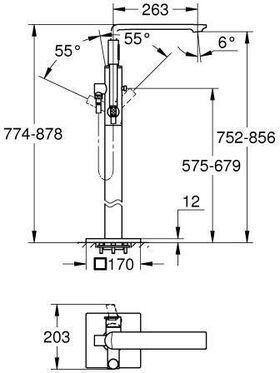 Grohe Einhand-Wannenbatterie ALLURE 1/2Zoll Bd-Mont ha graph