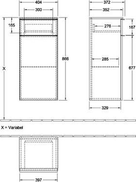 V&B Seitenschrank VENTICELLO 404x866x372mm Griff white White Wood