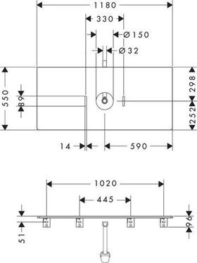 HG Konsole Xelu Q 1180x550mm m Auss mittig weiß hochglanz