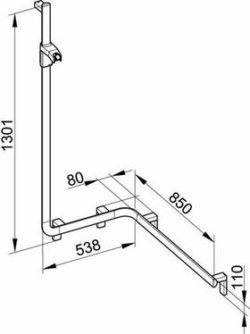 Keuco Duschhandlauf AXESS links silber-eloxiert 800/600/1300mm