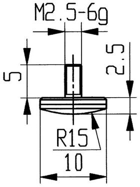 Messeins.D.10mm gewölbt R.15 M2,5 HM z.Messuhren KÄFER