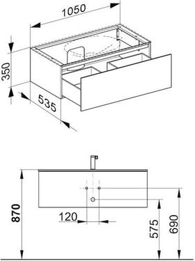 Keuco WTU EDITION 11 PLANNING 1050x350x535mm Ei tab