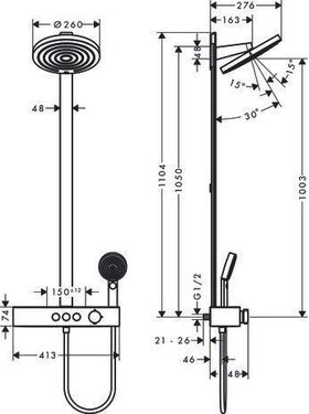 HG Showerpipe 260 2jet PULSIFY mit Brausethermostat mattschwarz