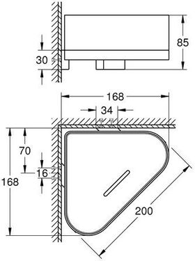 Grohe Eck-Duschablage SELECTION m Halterung ha graph