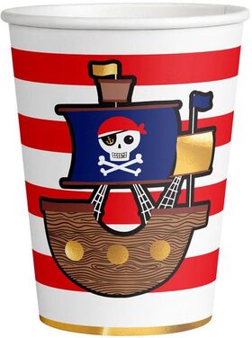 8 Becher Pirates Map Papier 250 ml