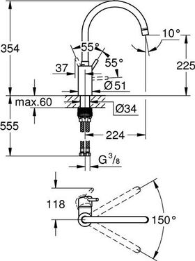 Grohe Einhand-Spültischbatterie CONCETTO 1/2Zoll ho Ala chr