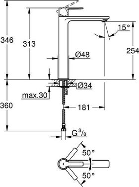 GROHE Einhand-Waschtischbatterie Lineare 1/2Zoll XL-Size chr